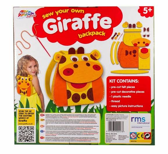 Sew your own Giraffe or Hippo backpack children’s sewing kit