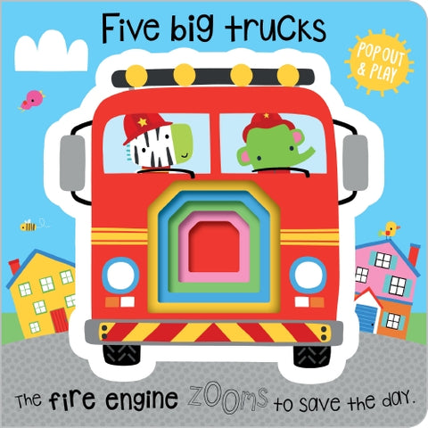 Five Big Trucks Board Book with pop outs