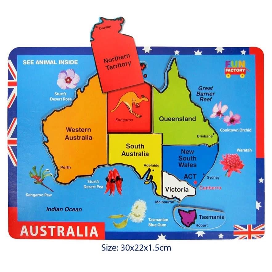 Australia map puzzle raised