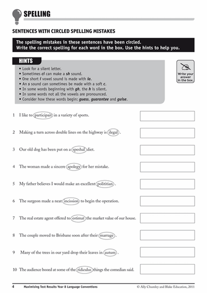 Maximising Test Results - Preparing for NAPLAN*: Writing  and Language Conventions- Year 8