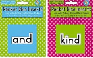 Pocket Dice Inserts: Level 1, 2  and 3 Sight Words