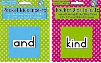 Pocket Dice Inserts: Level 1, 2  and 3 Sight Words