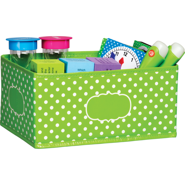 Lime Polka Dots small storage bin