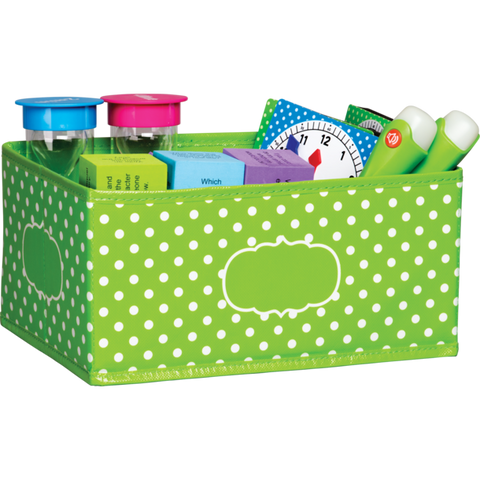 Lime Polka Dots small storage bin