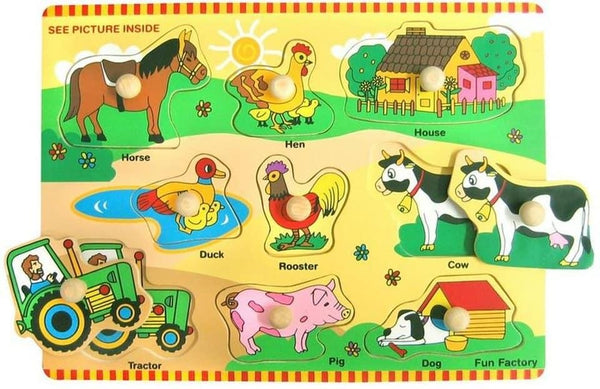 Wooden farm puzzle with knobs