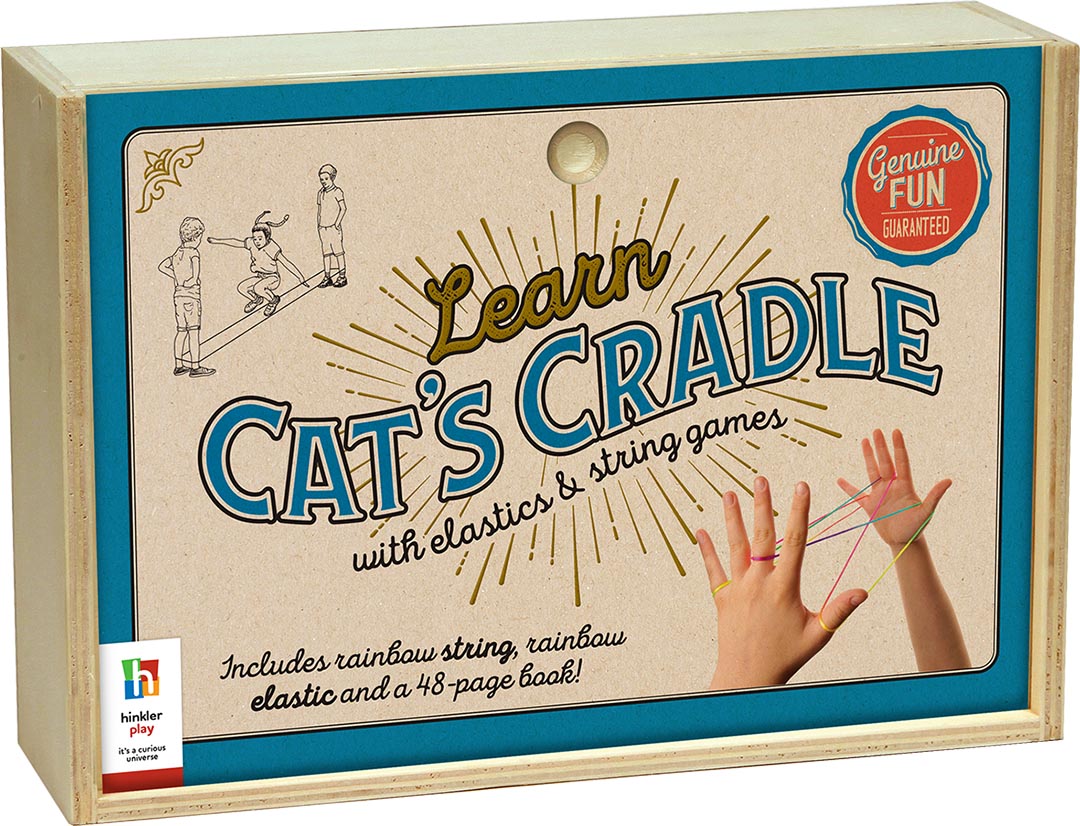 Retro Wooden Box:Cat's Cradle, Elastics & Other String Games