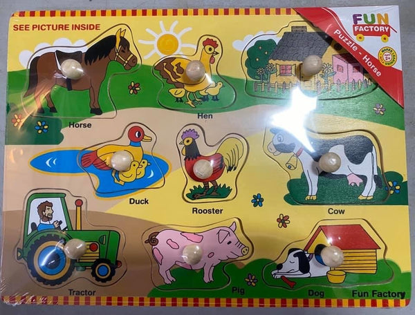 Wooden farm puzzle with knobs