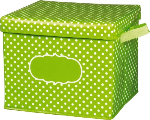 Lime polka dots storage box