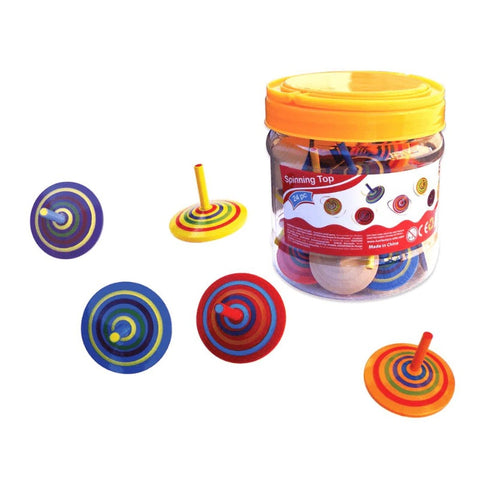 WOODEN SPINNING TOPS - FUN FACTORY