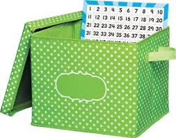 Lime polka dots storage box