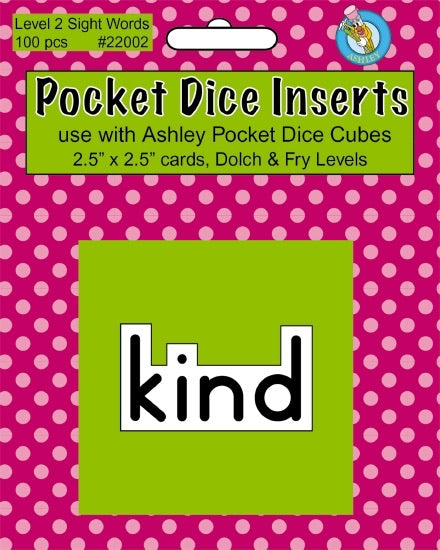 Pocket Dice Inserts: Level 1, 2  and 3 Sight Words