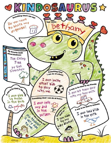 Personal Poster Set: Kindosaurus K-2 30 Fun, Fill-in Posters That Promote Classroom Kindness