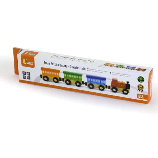 Viga Wooden Classic Train & Carriages