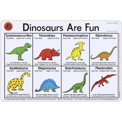 Dinosaurs are fun placemat