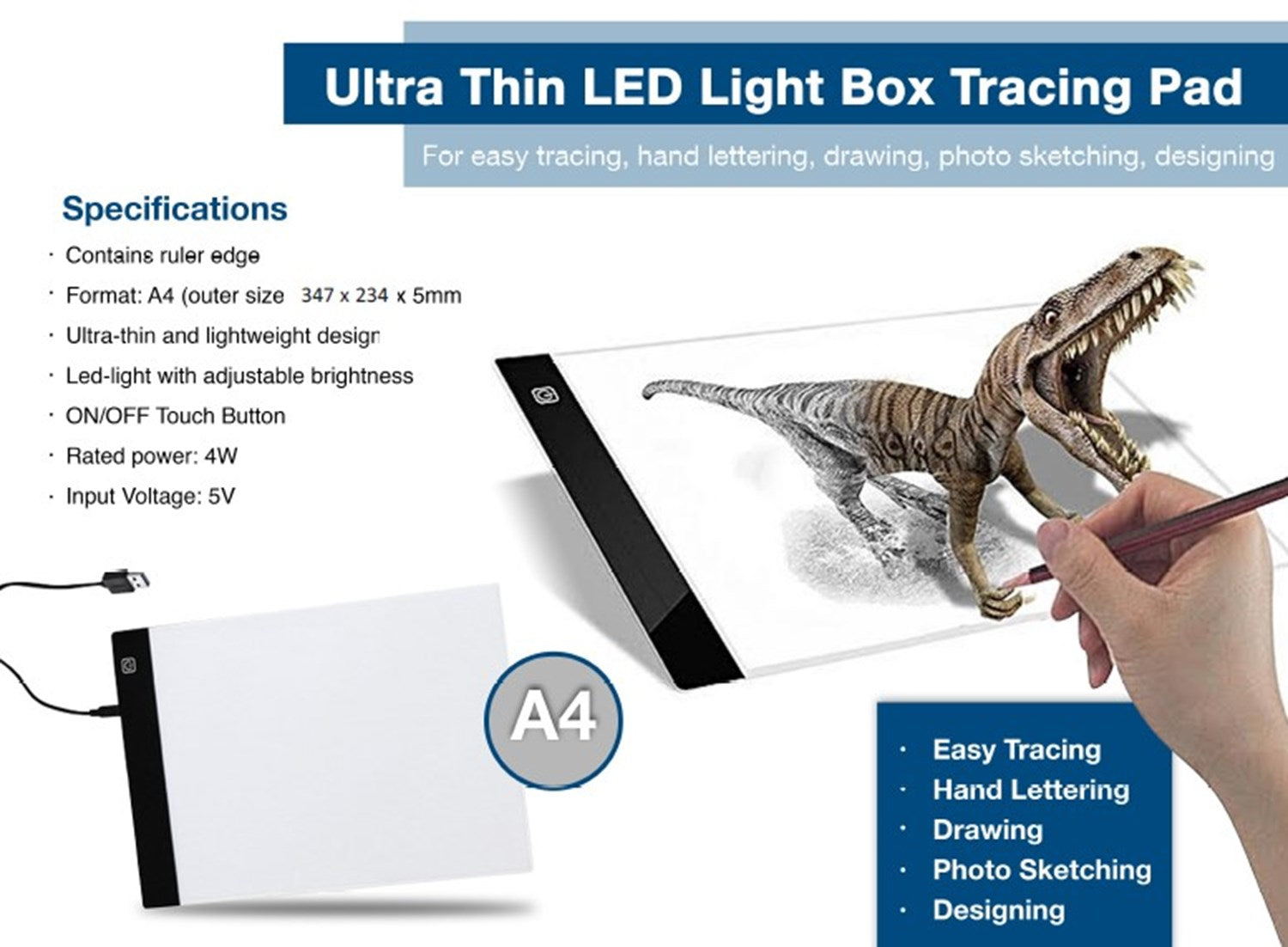 A4 Drawing and Tracing Light Board