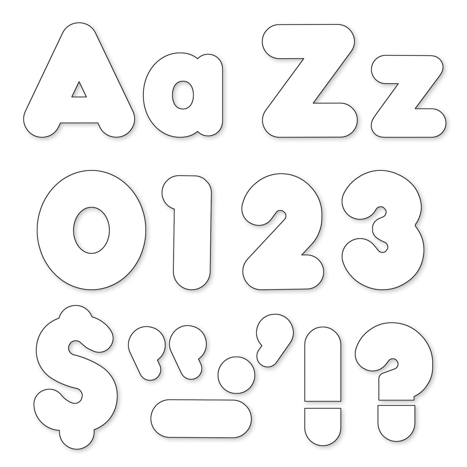 Ready punch out letters LOWERCASE in white