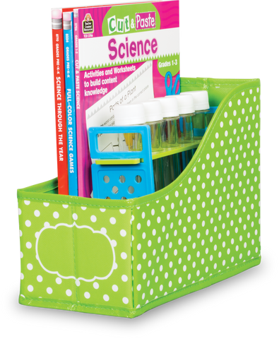 Lime Polka Dots Book bin