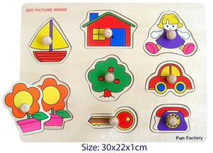 FUN FACTORY - WOODEN KNOB PUZZLE - HOUSE / BOAT