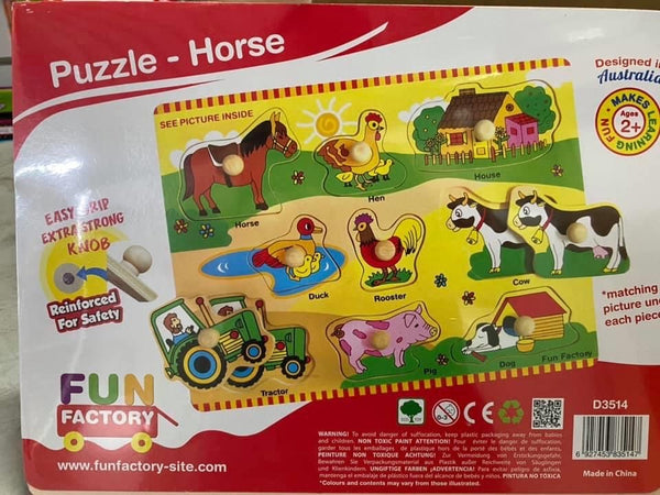 Wooden farm puzzle with knobs