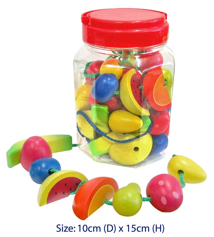 Educational Wooden Lacing Fruit in Jar – Set 34