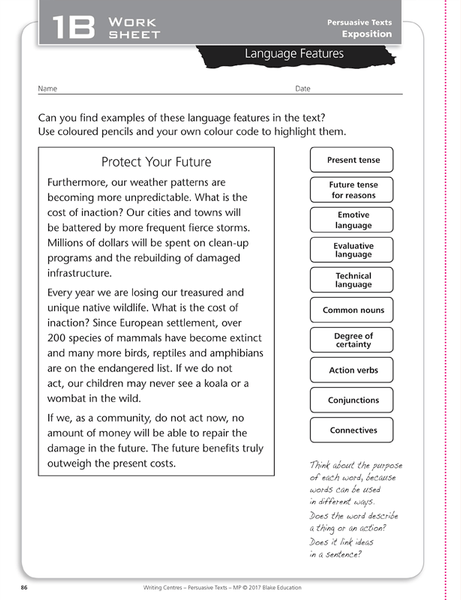 Blake's Learning Centres - Writing Centres: Persuasive Texts - Middle Primary