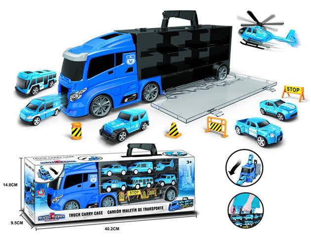 Police Truck carry case with 6 cars