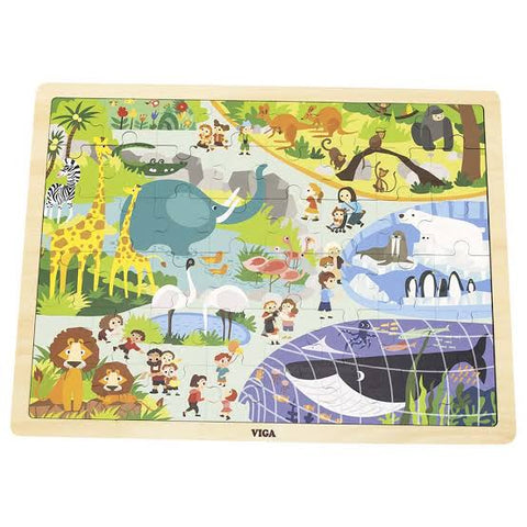 Viga - Wooden Zoo Puzzle 48pcs