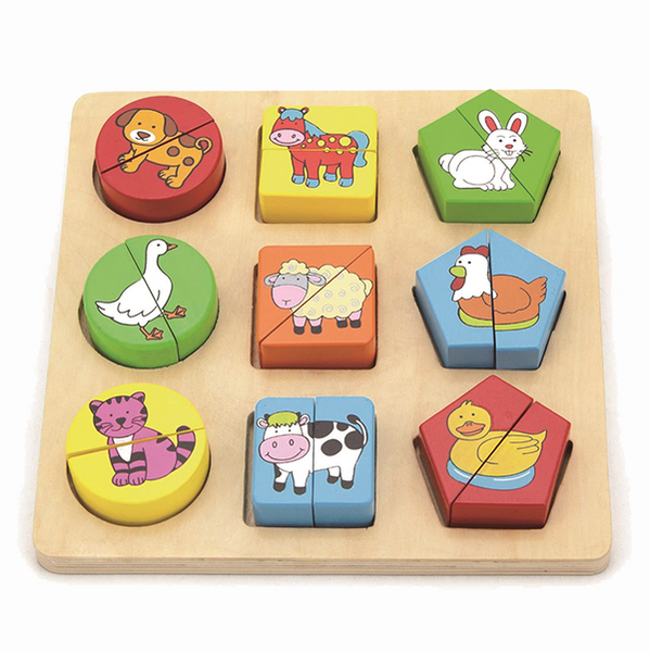 Viga Shape Block Puzzle-Farm Animals